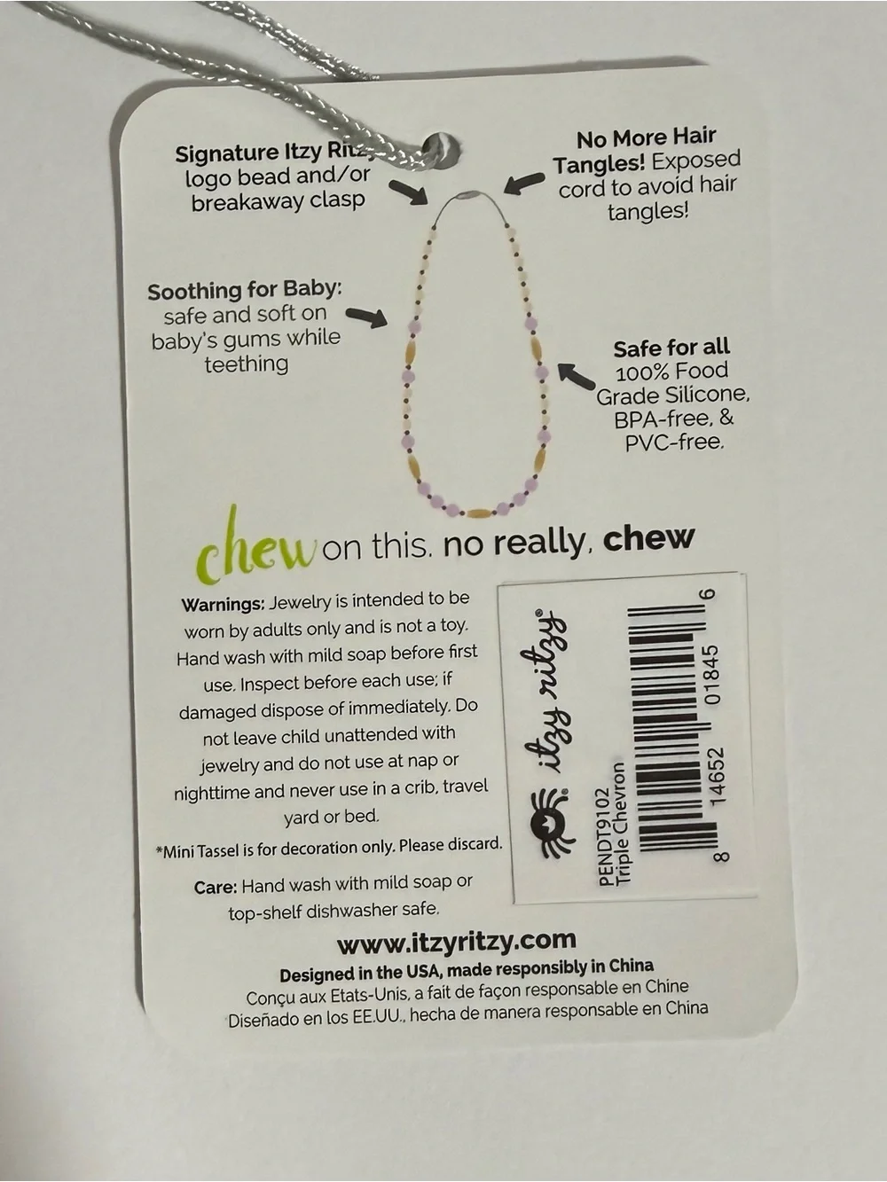 Itzy Ritzy Chevron Teething Necklace